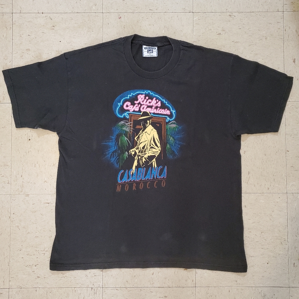 VTG 90s Lee Casablanca Ricks Cafe Americain Movie Promo Graphic T Shirt size XL